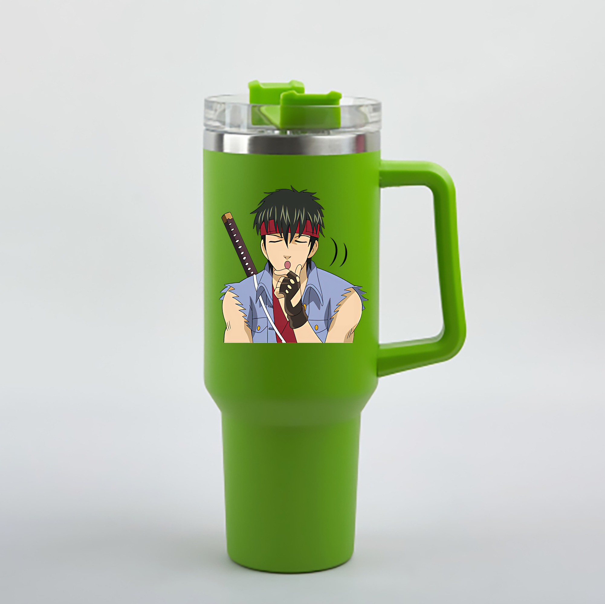 （画像用） ぎんたま 坂田銀時（さかたぎんとき） 神楽 志村新八（しむら しんぱち） GINTAMA Sakata Gintoki Kagura Shimura Shinpachi 1200mL車用タンブラー - クリスタルステッカー（プラスチックストロー付き）